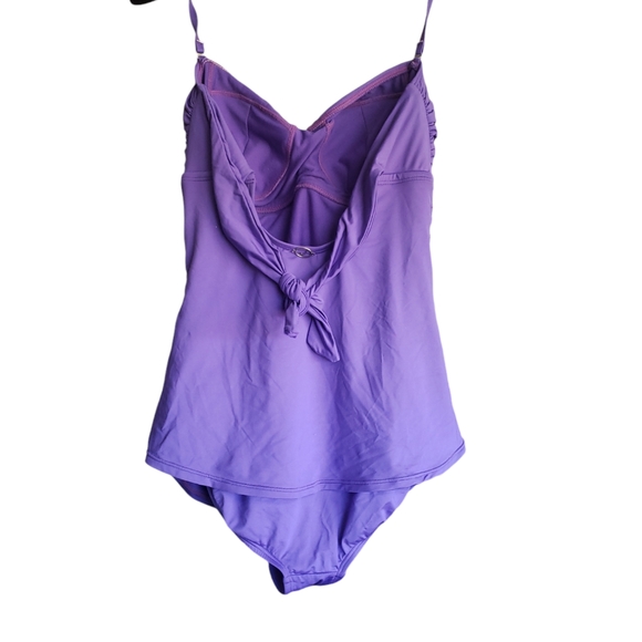Jantzen Draped Surplice Purple One Piece Swimsuit Aqua Slimming V-Neck Size 10 - Picture 2 of 16